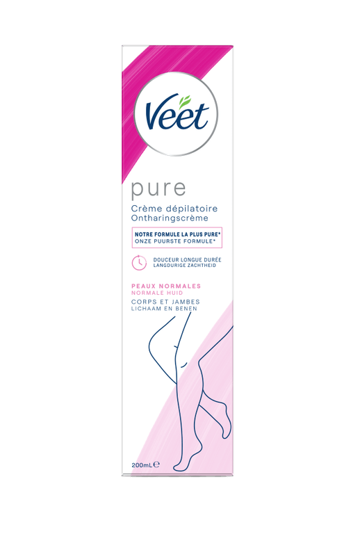Crème dépilatoire peaux normales – Jambes et Corps - Veet Pure - 200ml | Veet